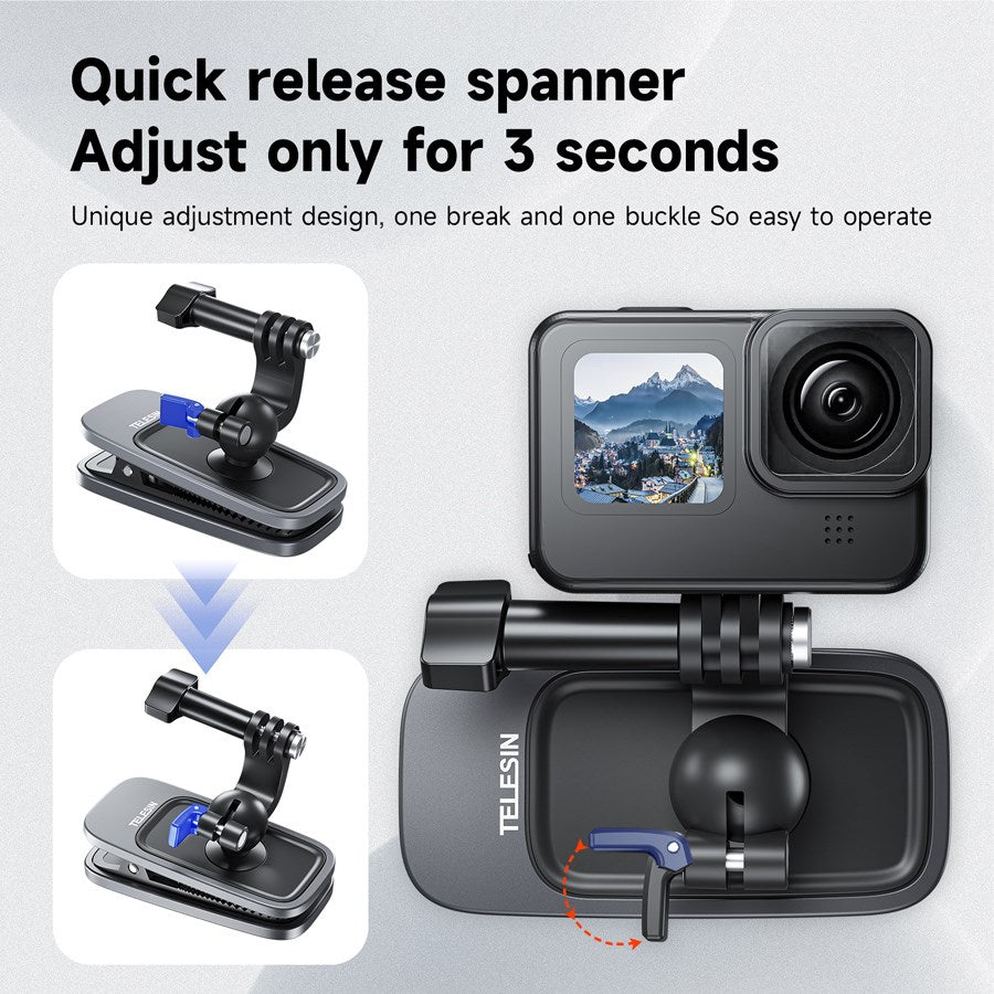 GP JFM 009 Telesin Magnetic And 360 Rotary Backpack Clip Mount For Action Cameras 8