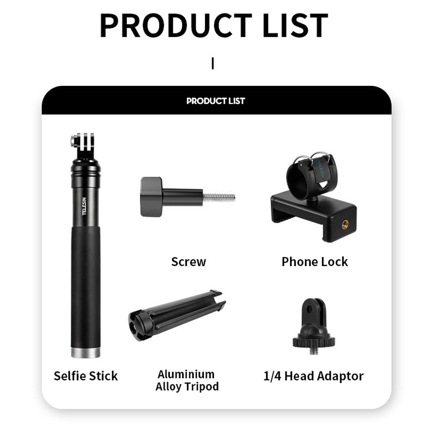 GP MNP 090 S Telesin Selfie With Aluminum Monopod Aluminum Tripod Stand For Action Cameras 10