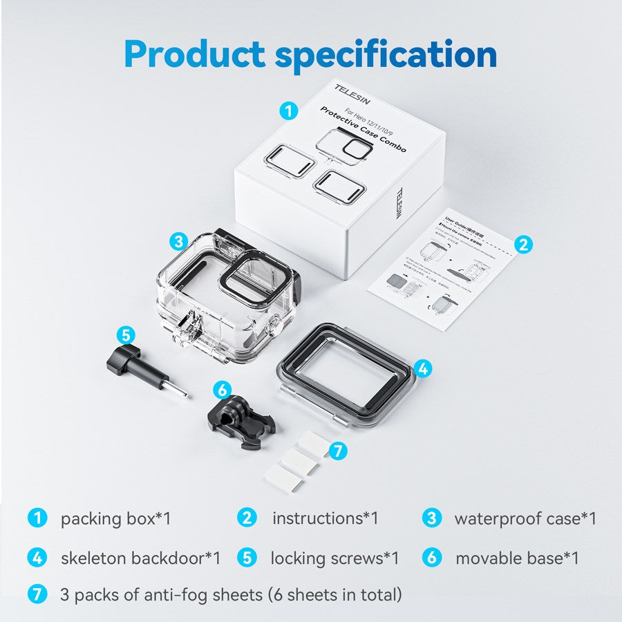 GP WTP 905 Telesin 45M Waterproof Multi Scene Protective Shel For Gopro Hero 13 12 11 10 9 9