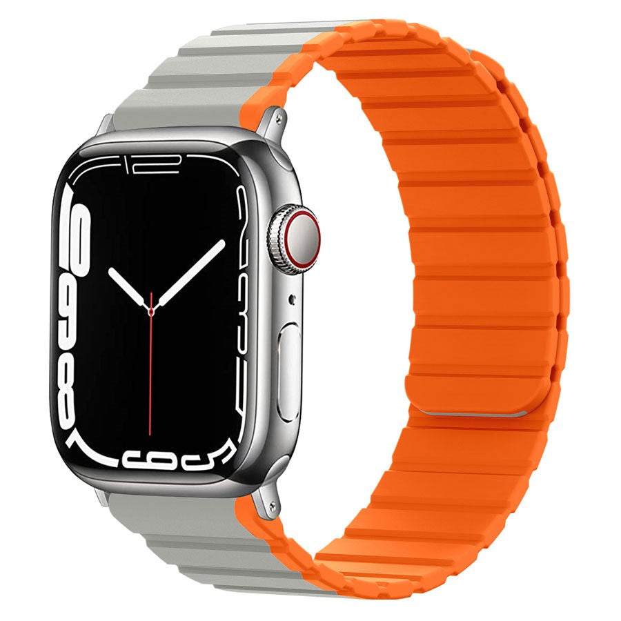 LPAW113 Lippa Apple Watch Magnetisk Silikonerem 42 44 45 49, Grå Orange 1