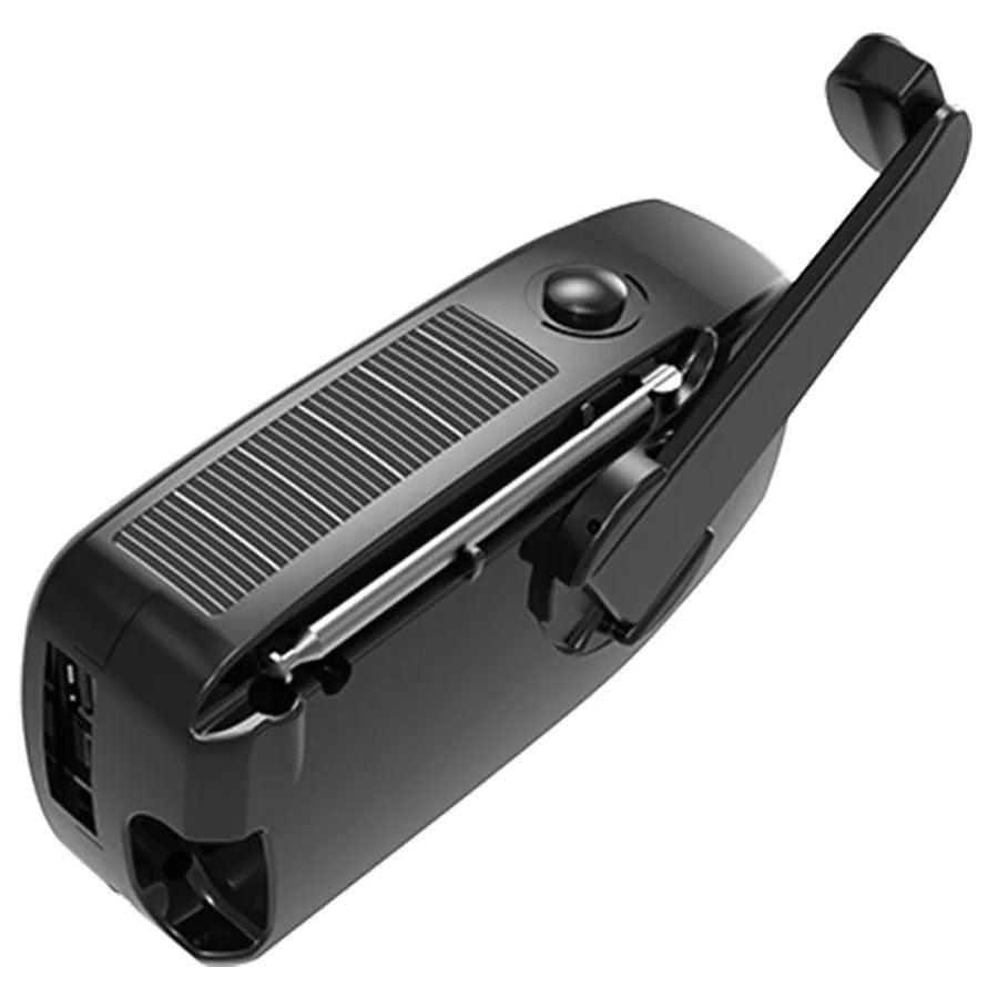 LPFMR01 Lippa FM Nødradio Med Håndsving Og Solceller,2.000 Mah Powerbank,Sort 1