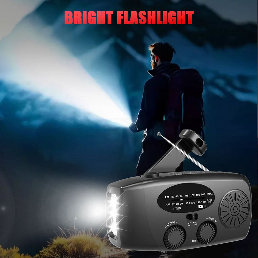 LPFMR01 Lippa FM Nødradio Med Håndsving Og Solceller,2.000 Mah Powerbank,Sort 10