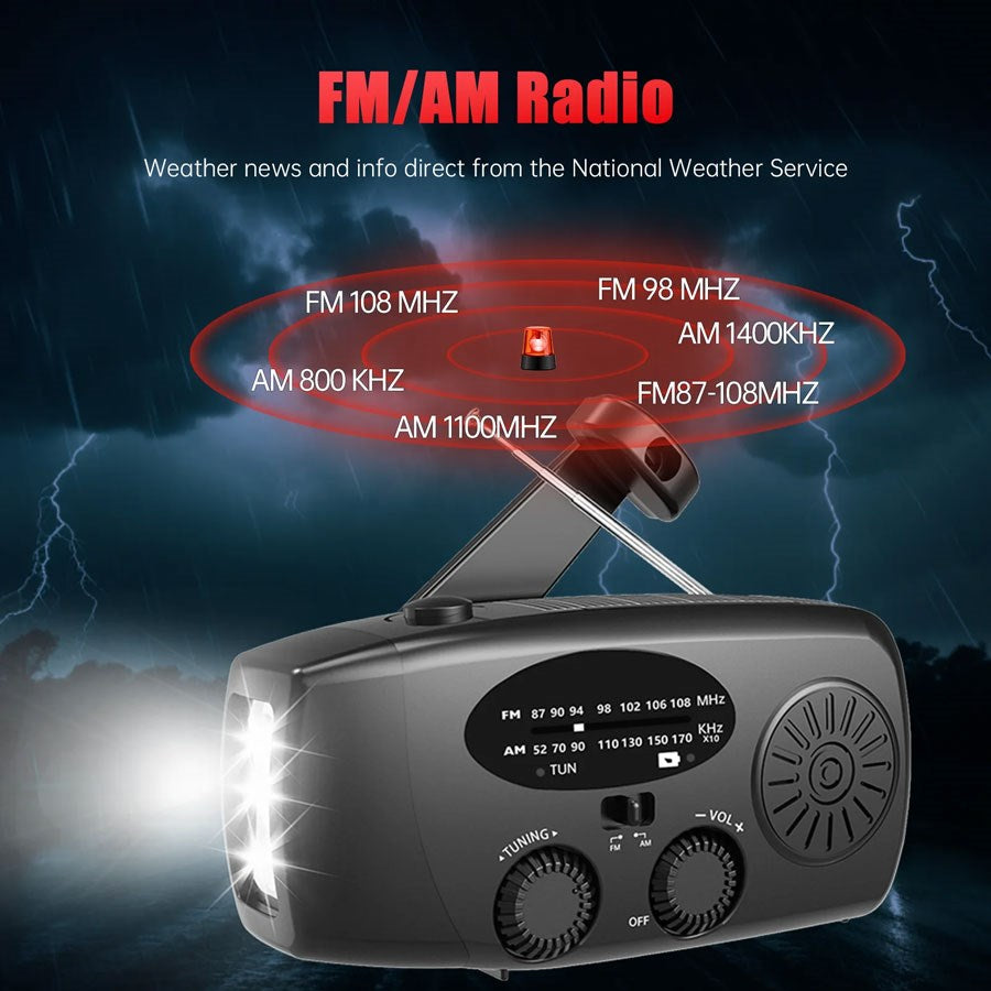 LPFMR01 Lippa FM Nødradio Med Håndsving Og Solceller,2.000 Mah Powerbank,Sort 11