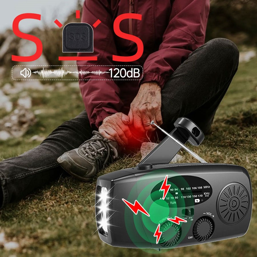 LPFMR01 Lippa FM Nødradio Med Håndsving Og Solceller,2.000 Mah Powerbank,Sort 12