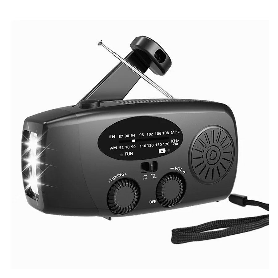 LPFMR01 Lippa FM Nødradio Med Håndsving Og Solceller,2.000 Mah Powerbank,Sort 4
