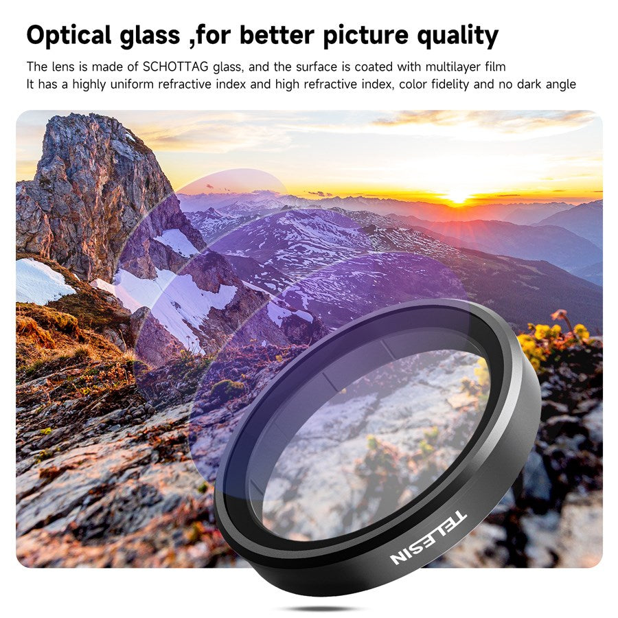 OA FLT 005 Telesin 4 Pack CPL+ND8 16 32 Lens Filter Kit For DJI Osmo Action 3 4 5Pro 5