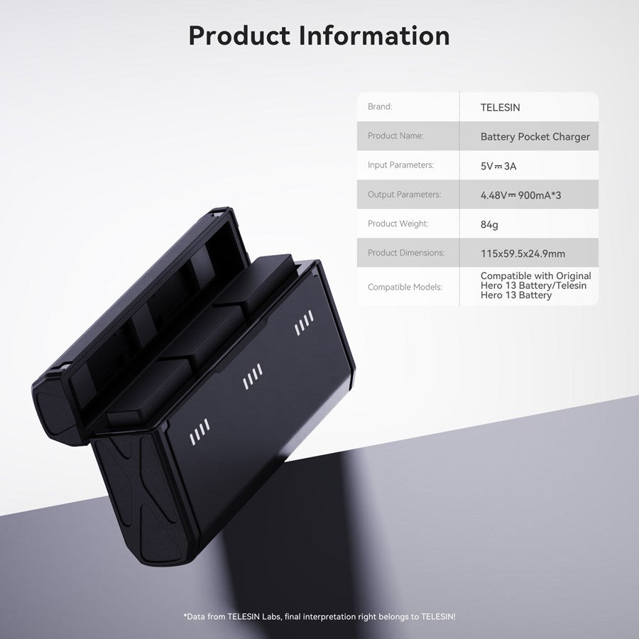 S0 ECB 09 TGP Telesin Pocket Size 3 Slot Charger Box 2Pcs Stamina Battery Kit Gopro Hero 13 Batteries 6