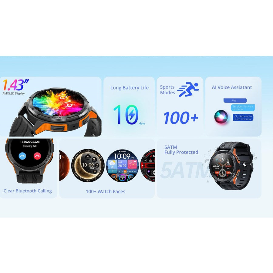 SW801 Riversong Motive 8C 1.43 AMOLED Smartwatch Black 4