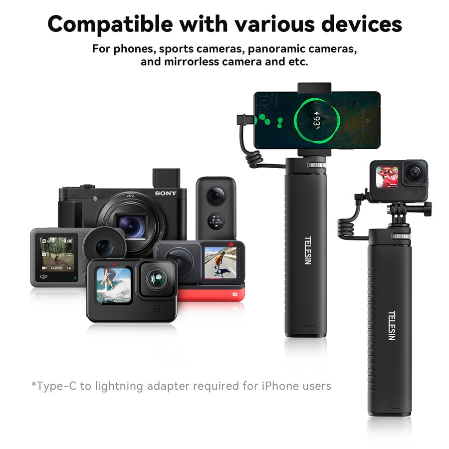 TE CSS 001 Telesin Rechargeable 0.9M Selfie Stick For Gopro Mobilephone Etc. 9
