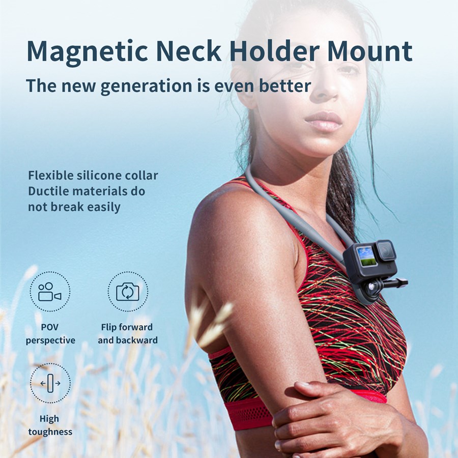 TE HNB 001 Telesin Grey Magnetic Neck Holder Mount For Action Camera Smartphones 5