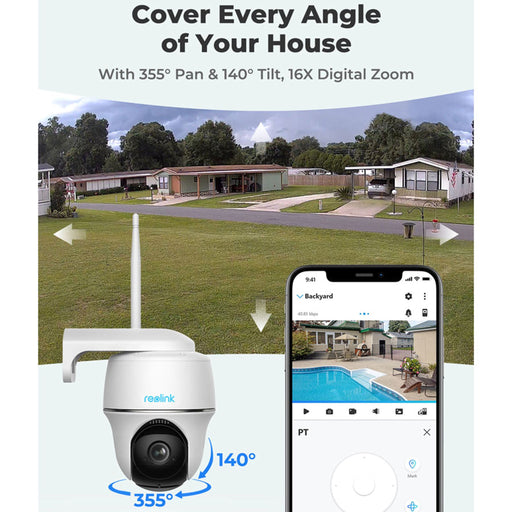 Reolink Argus PT W Udendørs Kamera, Wifi, Batteri, Hvid 2