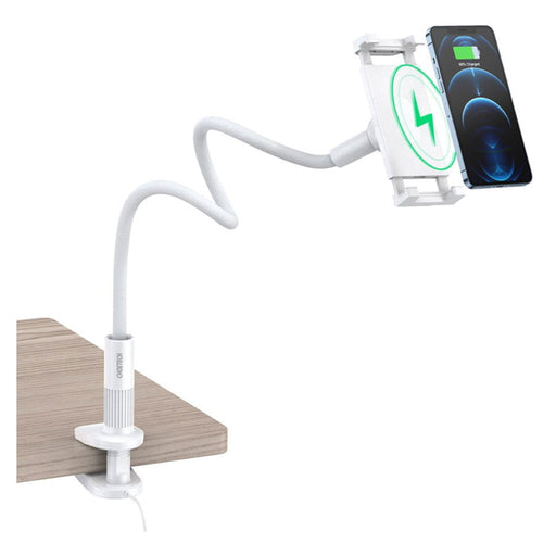 T548 S WH Choetech 2 I 1 Mobil Tablet Holder Og Trådløs Oplader, Hvid 2